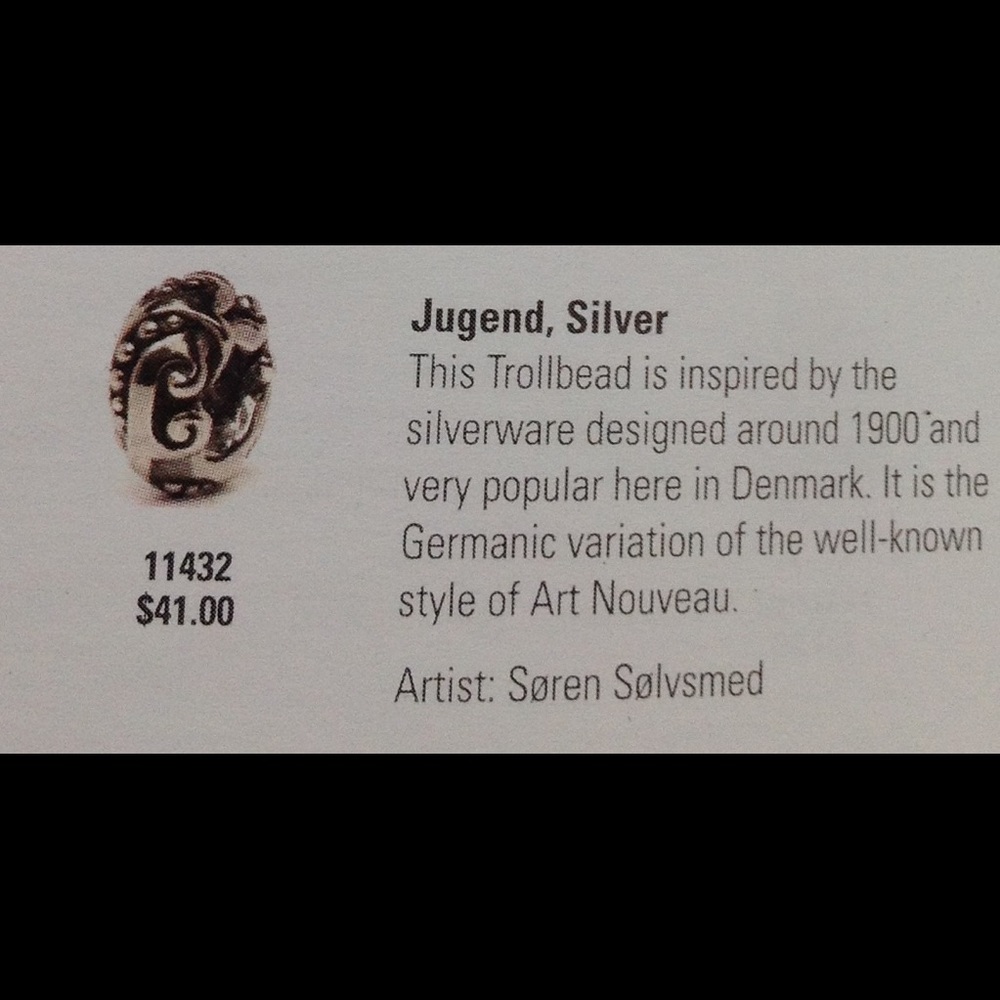 Trollbeads Sterling Silver “Jugend  “Bead